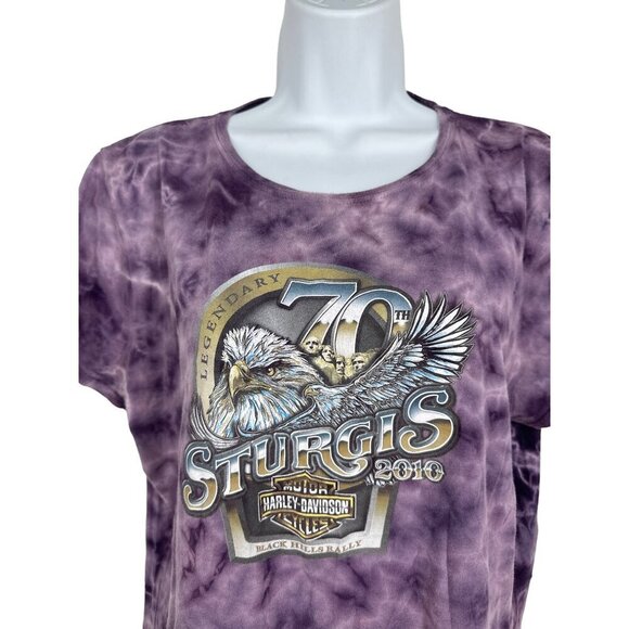 Harley Davidson Purple Tie Dye Double Sided Graphic Tee Size 2XL - Picture 3 of 9